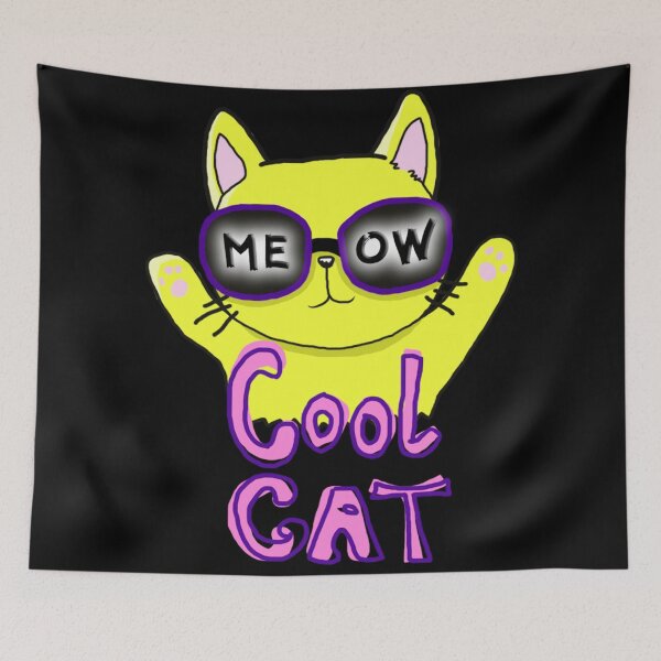 Item preview, Cartoon Cool Cat, Meow, Cute Cat, Yellow, designed and sold by Maculele.