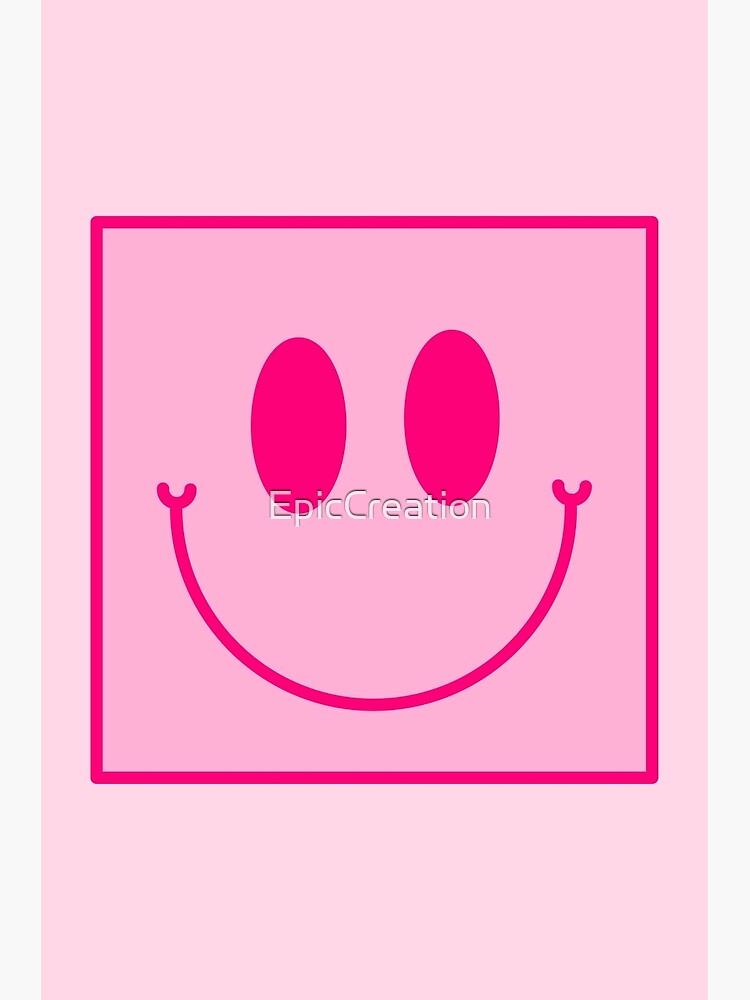 Large Pink and Red Vsco Smiley Face Pattern - Preppy Aesthetic