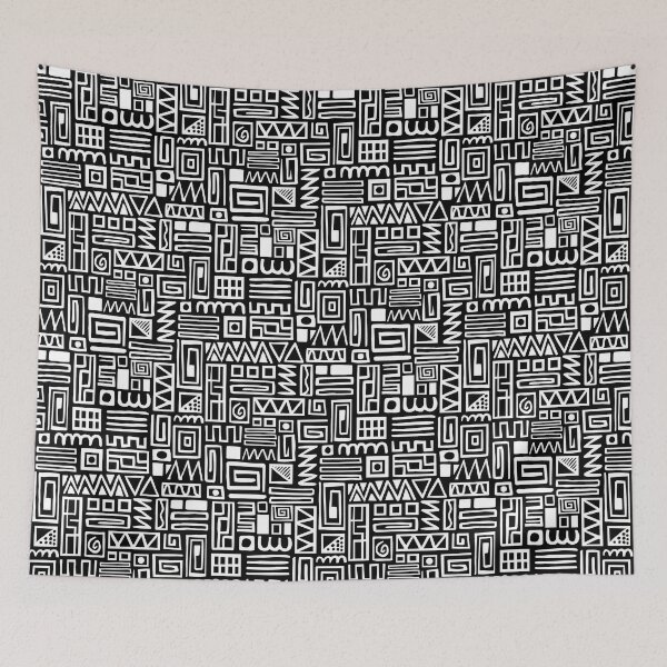 Item preview, Abstract Pattern 110122 - White on Black designed and sold by Artberry.