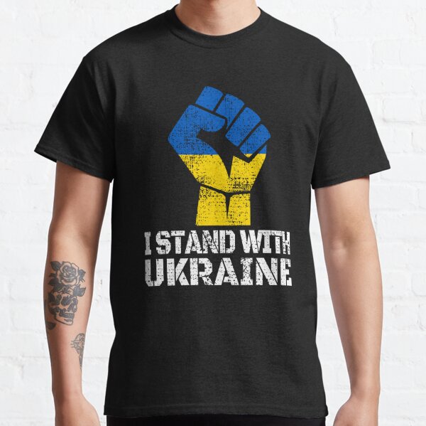 I STAND WITH Ukraine Pray For Ukraine Support Ukraine Tee Shirt Black