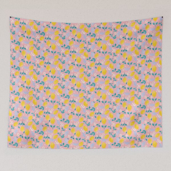 Item preview,  Risograph shining Lemon Pattern with  baby pink background designed and sold by InnaMGraphic.