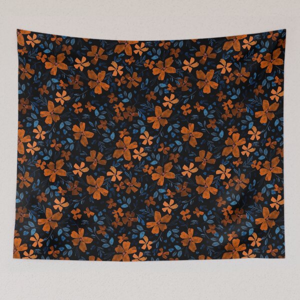 Item preview, Beige Black and Orange Abstract Flower Art designed and sold by alchemytree.