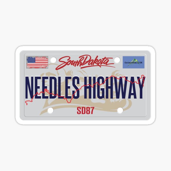 Item preview, Needles Highway US87 USA Black Hills South Dakota Sticker T-Shirt 01 designed and sold by OuterShellUK.