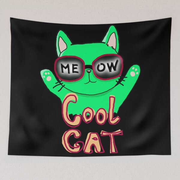 Item preview, Cartoon Cool Cat, Meow, Cute Cat, Green, designed and sold by Maculele.