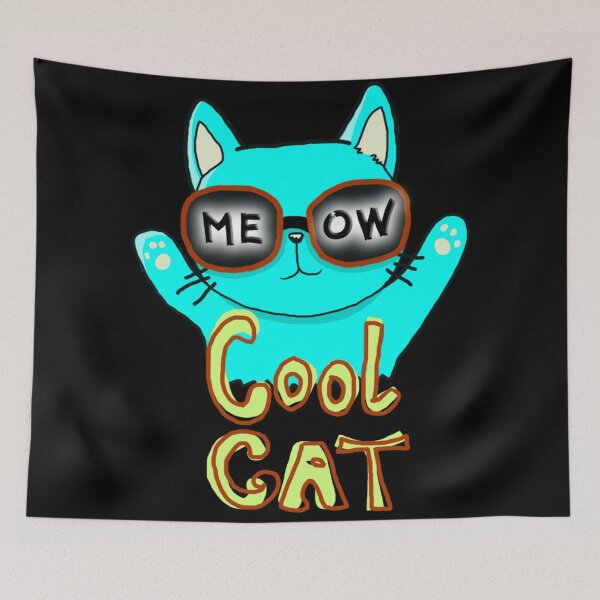 Item preview, Cartoon Cool Cat, Meow, Cute Cat, Light Blue, designed and sold by Maculele.