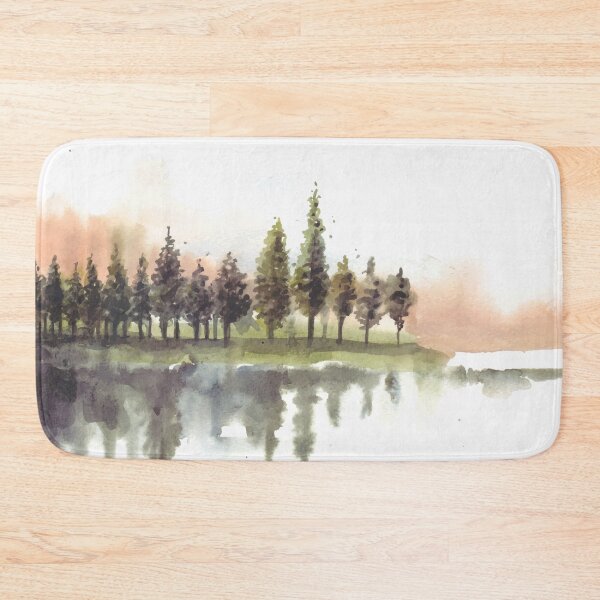 Item preview, Beautiful Reflection Of Pine Trees In Lake Watercolor designed and sold by Yorda Creative.