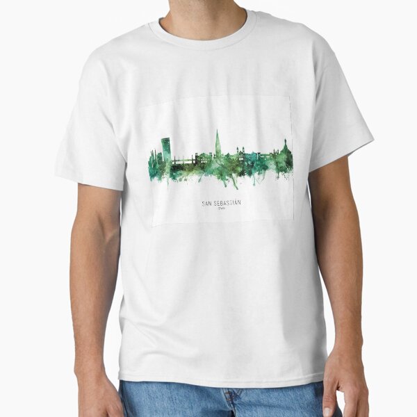 Vista previa del artículo con la obra «San Sebastian Spain Skyline», diseñado y vendido por ArtPrints.