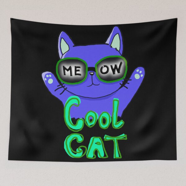 Item preview, Cartoon Cool Cat, Meow, Cute Cat, Blue, designed and sold by Maculele.