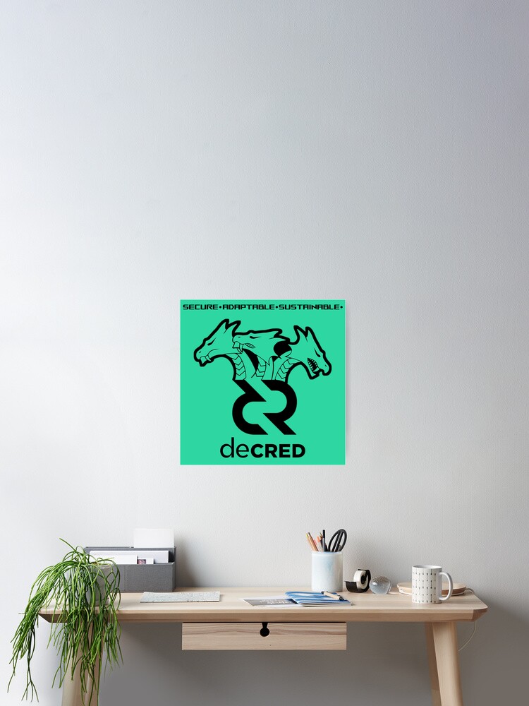 Thumbnail 1 of 3, Poster, Decred hydra - DCR Turquoise © v2 (Design timestamped by https://timestamp.decred.org/) designed and sold by OfficialCryptos.