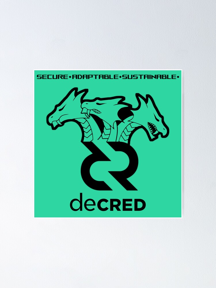 Thumbnail 2 of 3, Poster, Decred hydra - DCR Turquoise © v2 (Design timestamped by https://timestamp.decred.org/) designed and sold by OfficialCryptos.