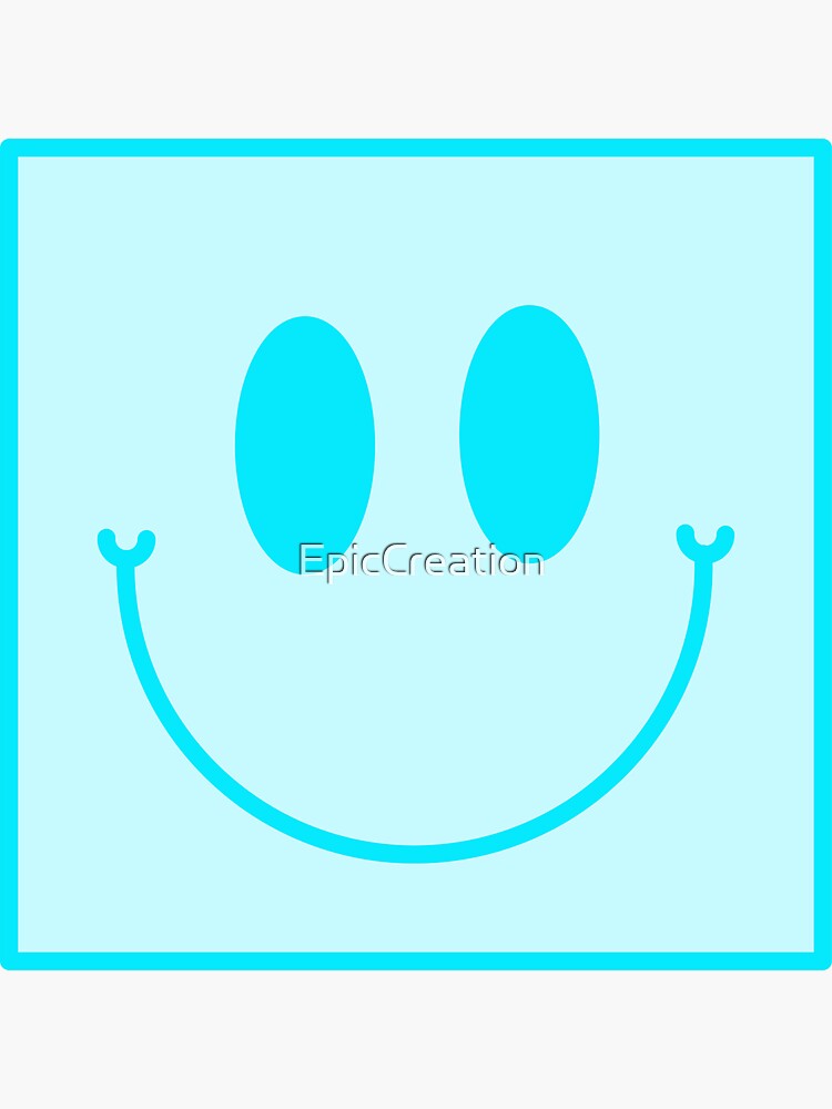 " Sky Blue Square Smiley Face" Sticker for Sale by EpicCreation Redbubble