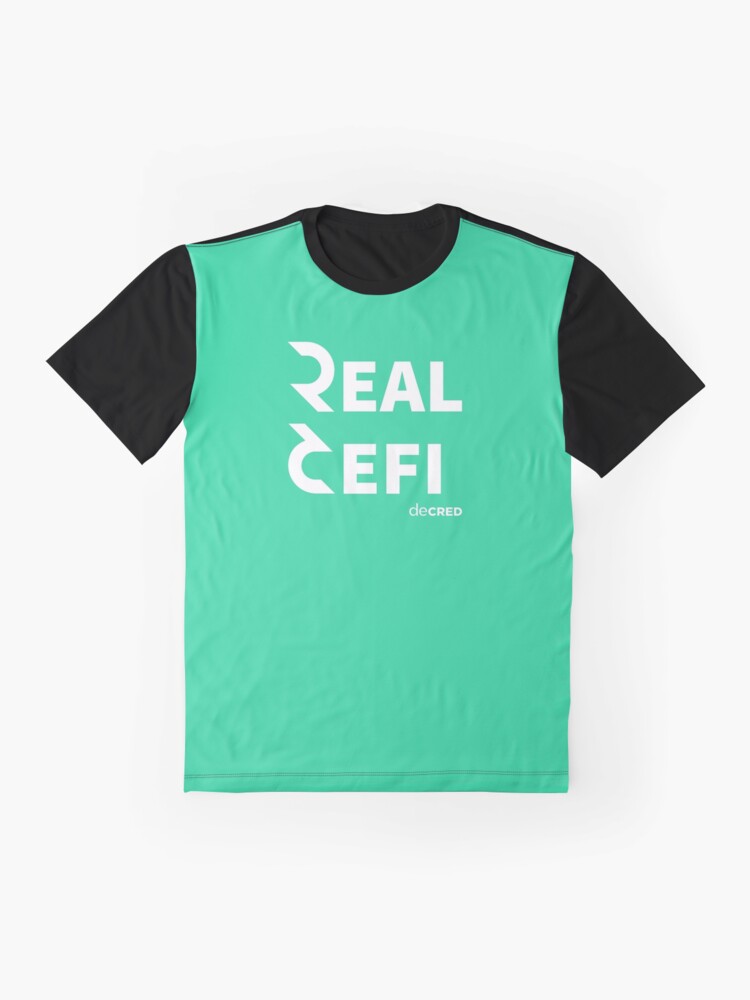 Alternate view of Decred Real Defi - DCR Turquoise © v1 (Design timestamped by https://timestamp.decred.org/) Graphic T-Shirt