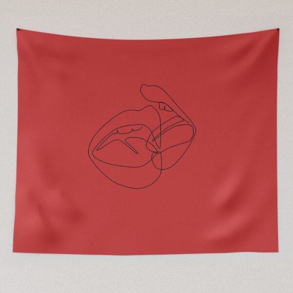 Item preview, One Line Drawing Couple Lips Kissing Profiles designed and sold by PigGame.