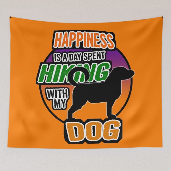 Item preview, Happiness is a day spent hiking with my dog - dog loving - dog love - animal pet loveT-Shirt designed and sold by StudioKokor.
