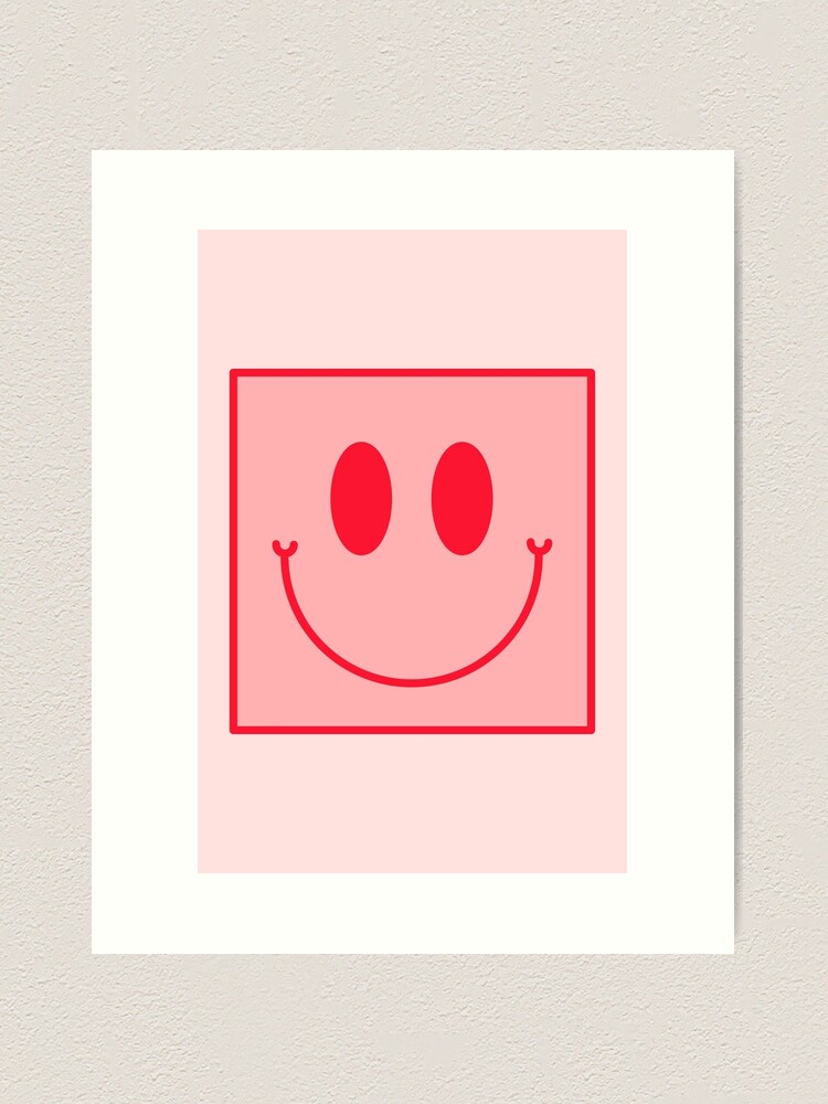 Large Pink and Red Vsco Smiley Face Pattern - Preppy Aesthetic