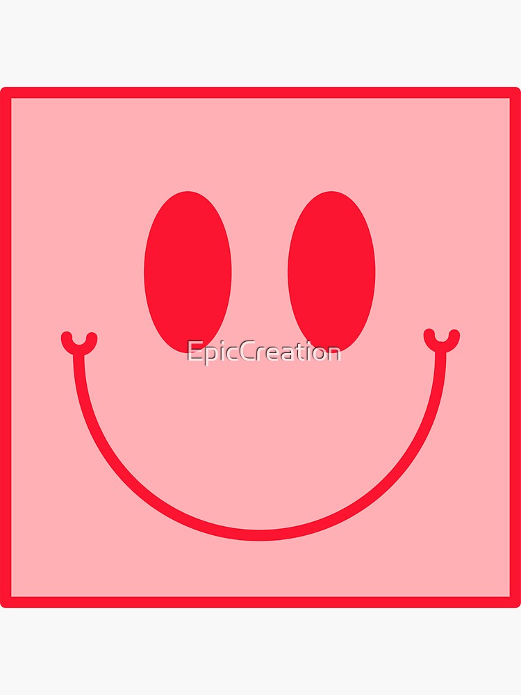 Large Pink and Red Vsco Smiley Face Pattern - Preppy Aesthetic