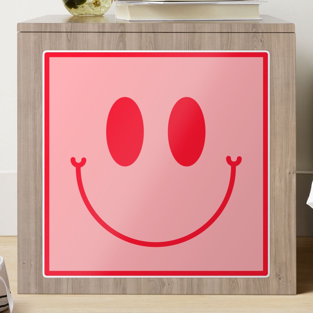 Large Pink and Red Vsco Smiley Face Pattern - Preppy Aesthetic