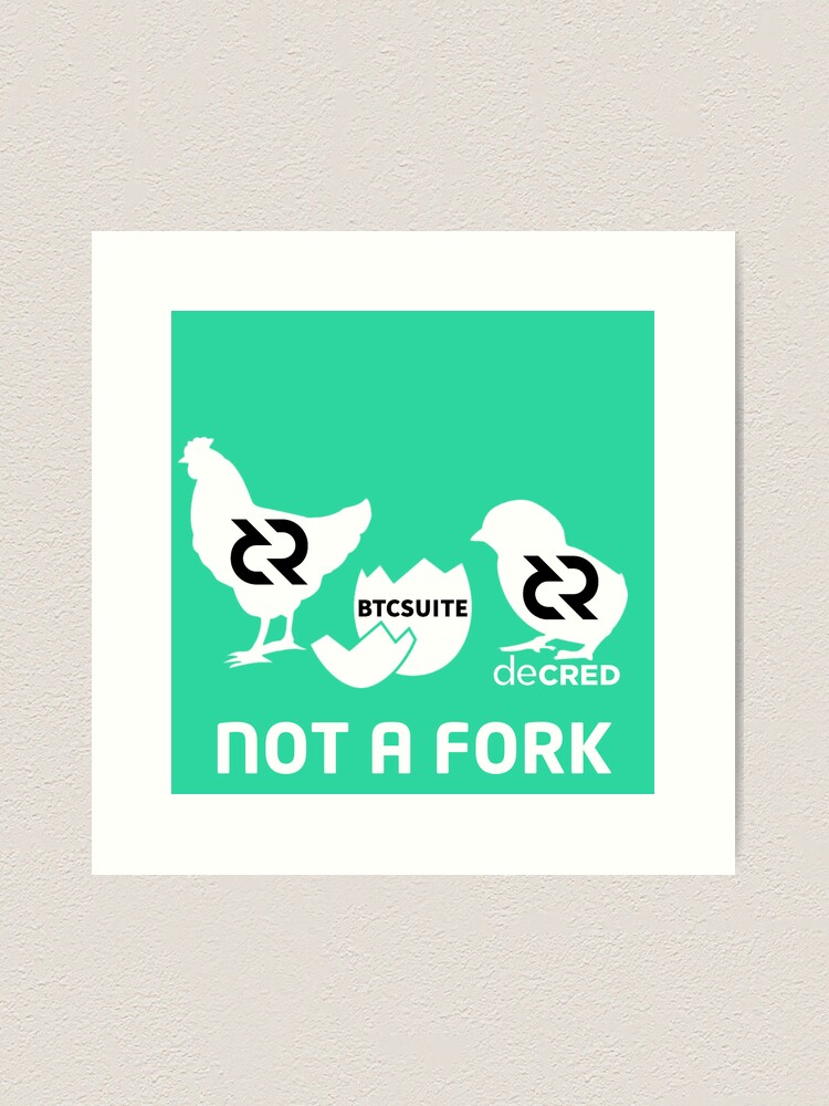 Thumbnail 2 of 3, Art Print, Not a fork - DCR Turquoise © v1 (Design timestamped by https://timestamp.decred.org/) designed and sold by OfficialCryptos.