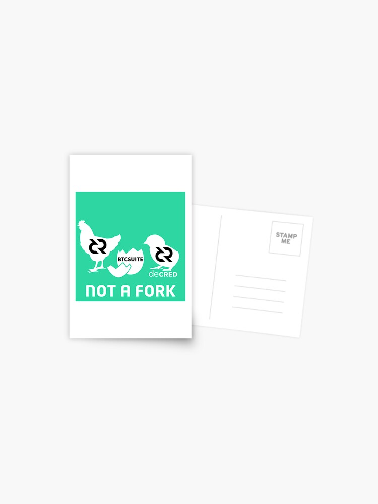 Thumbnail 1 of 2, Postcard, Not a fork - DCR Turquoise © v1 (Design timestamped by https://timestamp.decred.org/) designed and sold by OfficialCryptos.