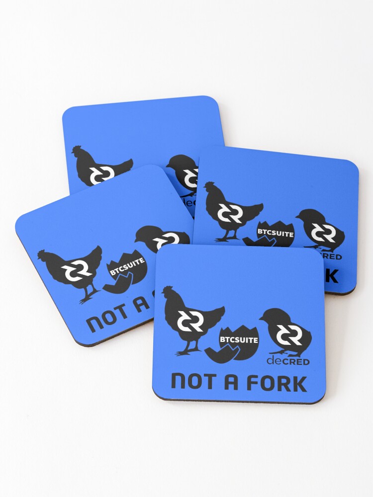 Thumbnail 1 of 5, Coasters (Set of 4), Not a fork - DCR Blue © v2 (Design timestamped by https://timestamp.decred.org/) designed and sold by OfficialCryptos.