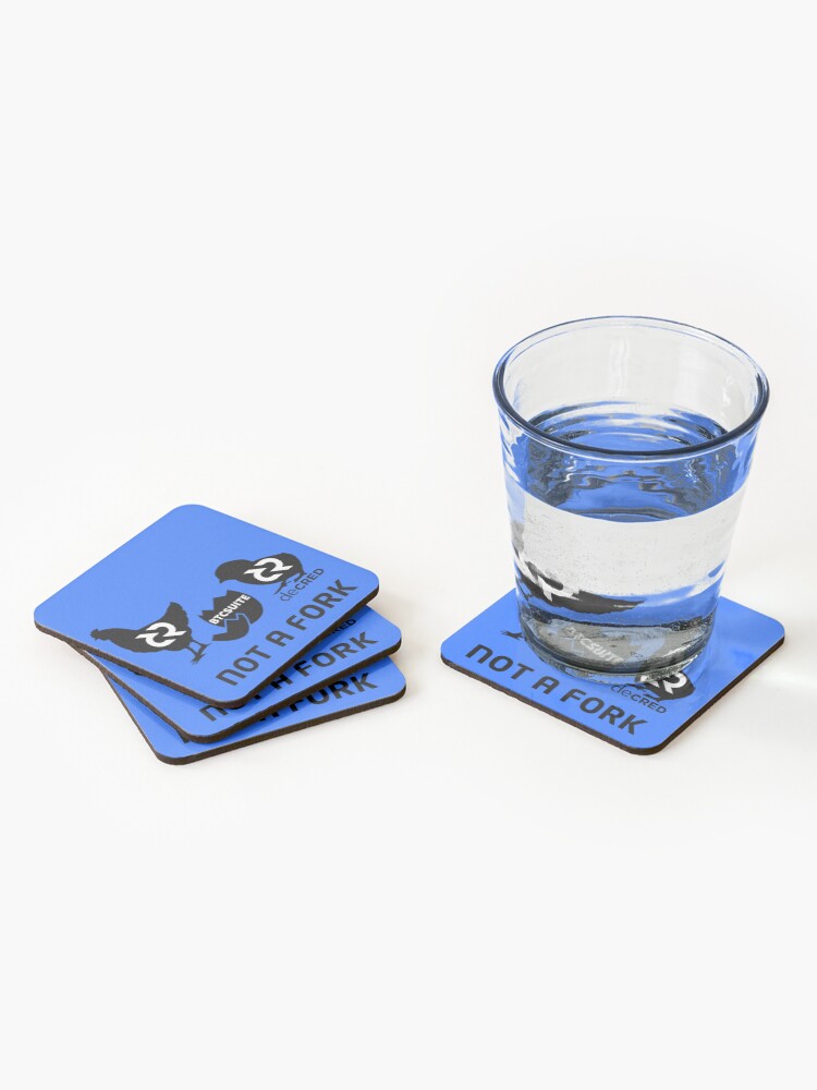 Thumbnail 2 of 5, Coasters (Set of 4), Not a fork - DCR Blue © v2 (Design timestamped by https://timestamp.decred.org/) designed and sold by OfficialCryptos.