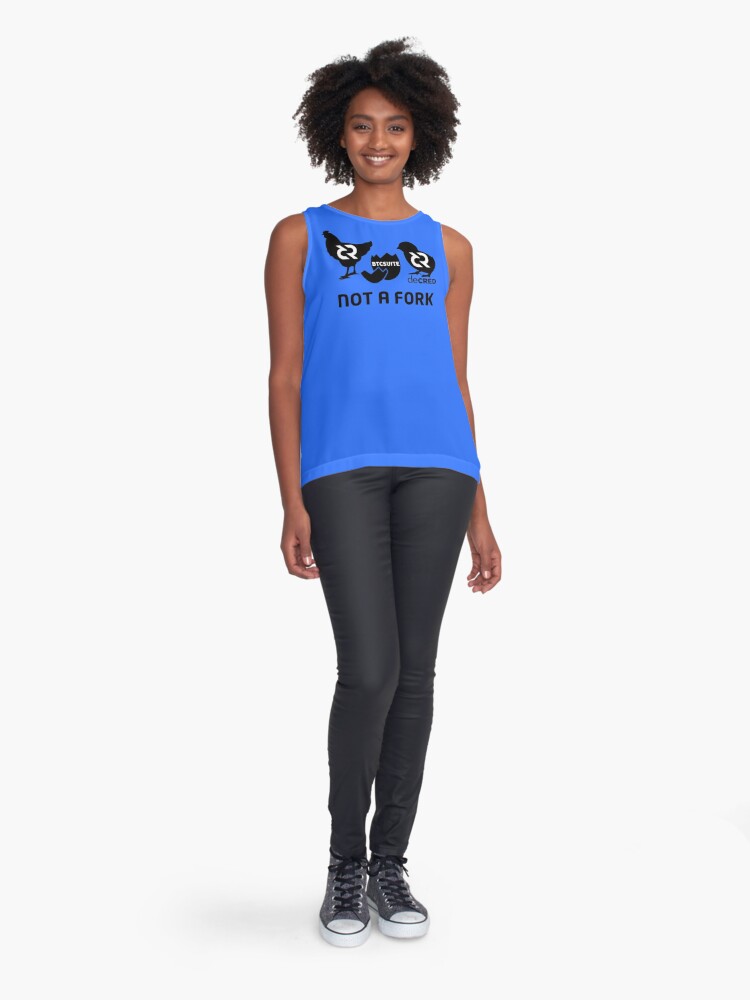 Sleeveless Top, Not a fork - DCR Blue © v2 (Design timestamped by https://timestamp.decred.org/) designed and sold by OfficialCryptos