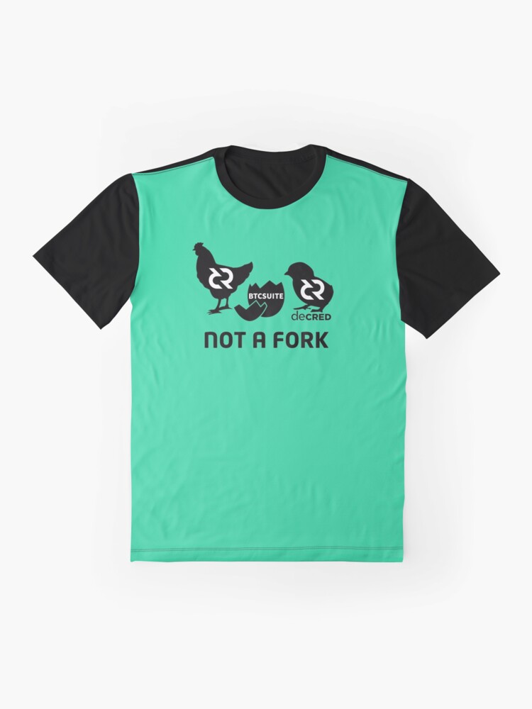 Alternate view of Not a fork - DCR Turquoise © v2 (Design timestamped by https://timestamp.decred.org/) Graphic T-Shirt