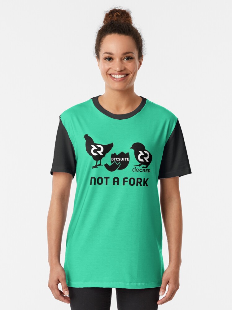 Alternate view of Not a fork - DCR Turquoise © v2 (Design timestamped by https://timestamp.decred.org/) Graphic T-Shirt