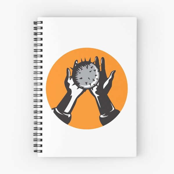 Item preview, Hand Holding Ball with Spikes Circle Woodcut designed and sold by patrimonio.