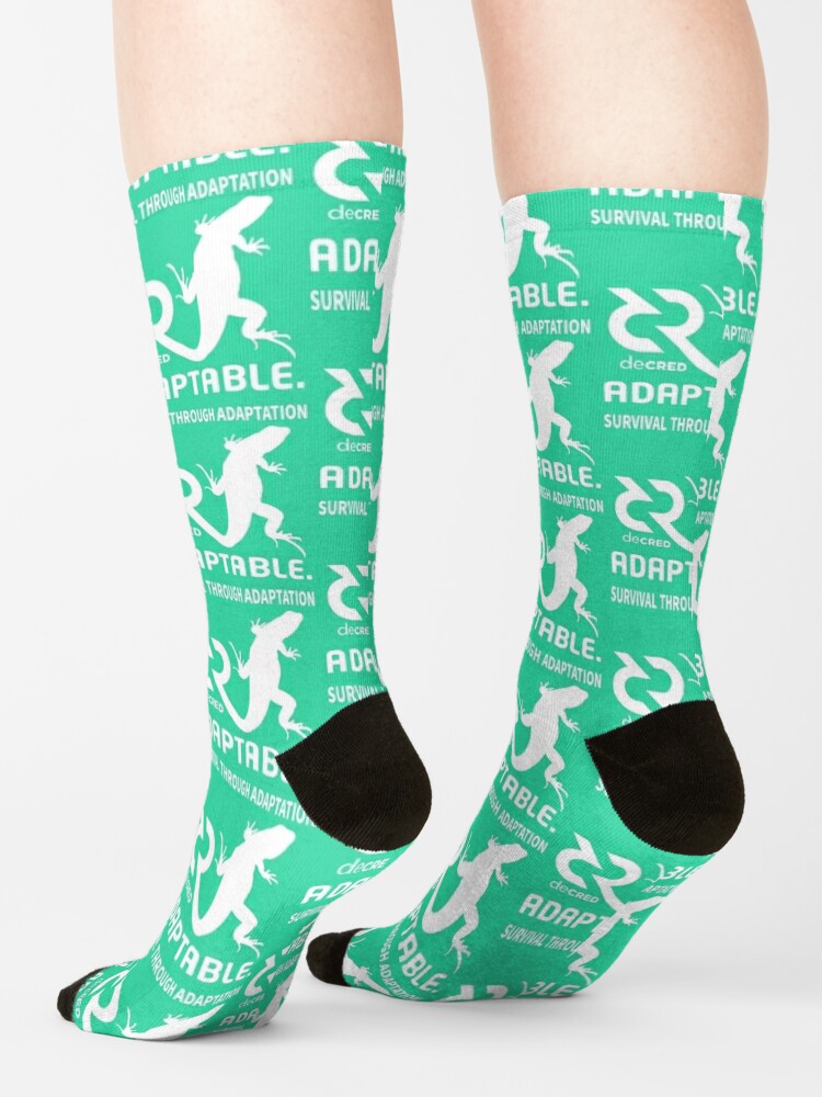 Thumbnail 4 of 5, Socks, Decred Adaptable - DCR Turquoise © v1 (Design timestamped by https://timestamp.decred.org/) designed and sold by OfficialCryptos.