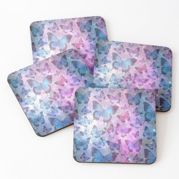 Item preview, Butterflies in galaxy blue and purple star pattern designed and sold by Beeroclock.