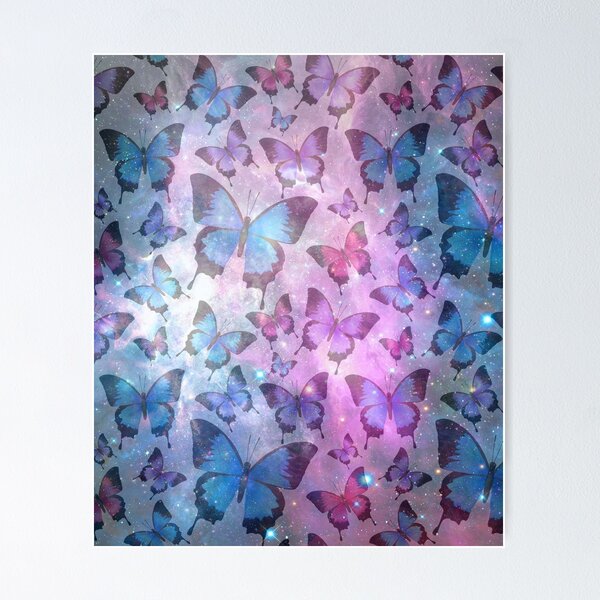 Item preview, Butterflies in galaxy blue and purple star pattern designed and sold by Beeroclock.