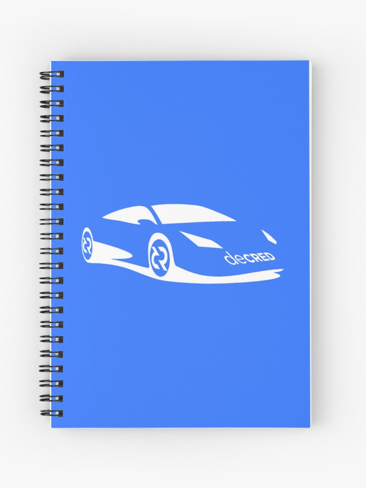 Spiral Notebook, Decred sports car - DCR Blue © v2 (Design timestamped by https://timestamp.decred.org/) designed and sold by OfficialCryptos