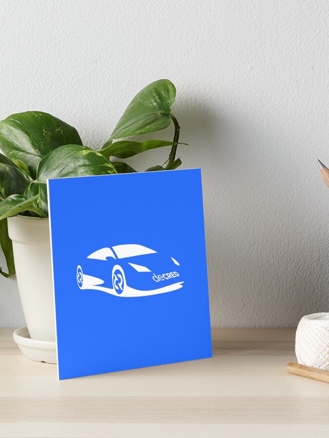 Thumbnail 1 of 2, Art Board Print, Decred sports car - DCR Blue © v2 (Design timestamped by https://timestamp.decred.org/) designed and sold by OfficialCryptos.