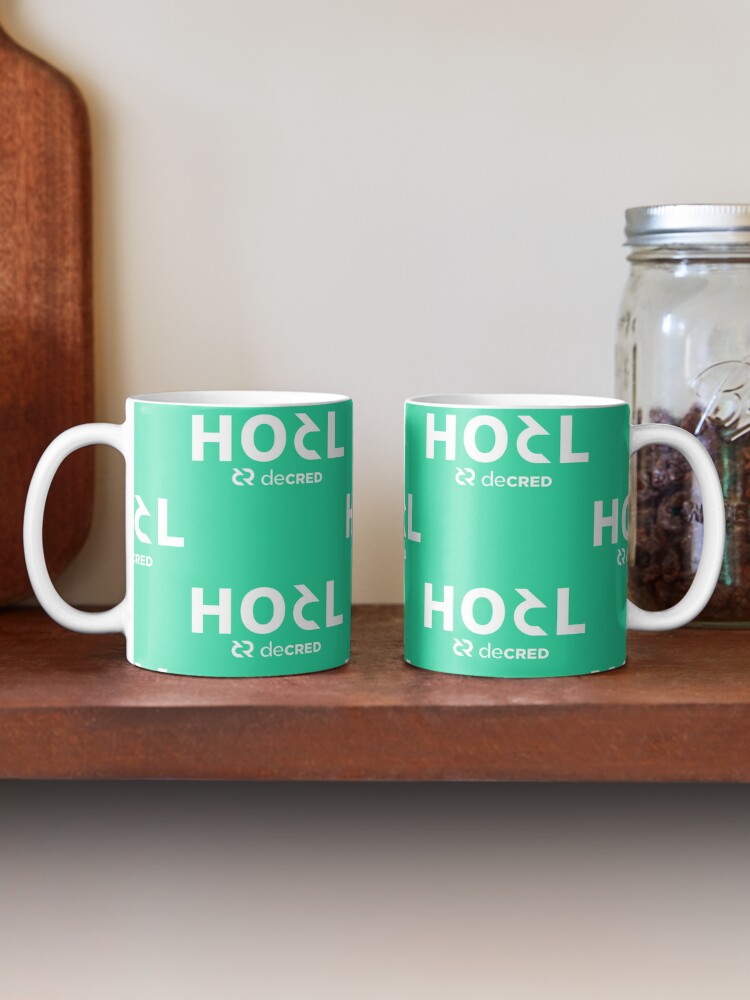 Thumbnail 2 of 6, Coffee Mug, HODL Decred - DCR Turquoise © v1 (Design timestamped by https://timestamp.decred.org/) designed and sold by OfficialCryptos.