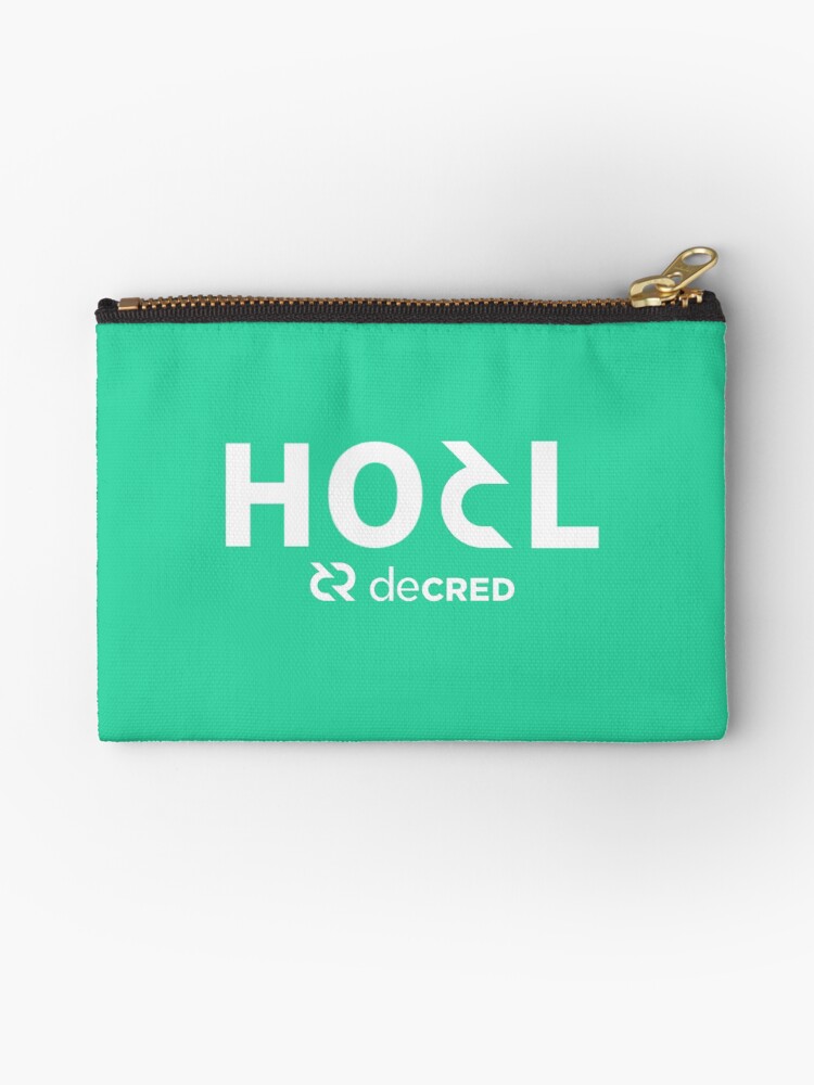 Thumbnail 1 of 4, Zipper Pouch, HODL Decred - DCR Turquoise © v1 (Design timestamped by https://timestamp.decred.org/) designed and sold by OfficialCryptos.