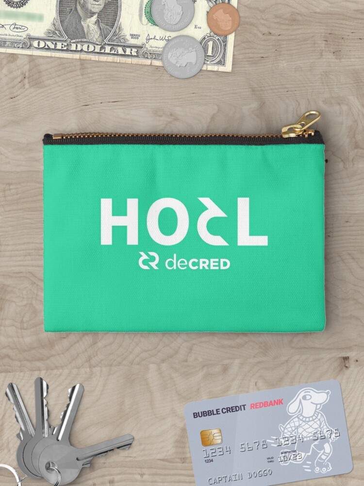 Zipper Pouch, HODL Decred - DCR Turquoise © v1 (Design timestamped by https://timestamp.decred.org/) designed and sold by OfficialCryptos