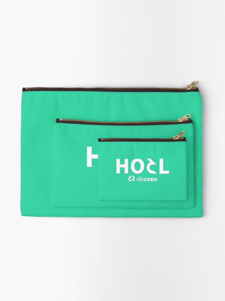 Thumbnail 2 of 4, Zipper Pouch, HODL Decred - DCR Turquoise © v1 (Design timestamped by https://timestamp.decred.org/) designed and sold by OfficialCryptos.