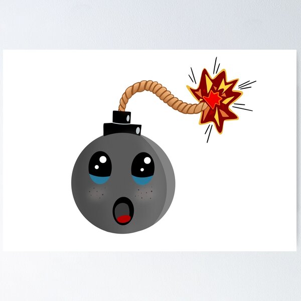 Item preview, Cute Surprised Bomb Cartoon with Lit Fuse designed and sold by Designs-by-Lou.