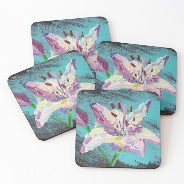 Item preview, White Pink Lily Flower Oil Painting Print designed and sold by NatalyMak.
