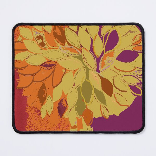 Item preview, Tree, fall leaves orange plum gold red, fiber art textile photography mixed media digital designed and sold by djrunnels.