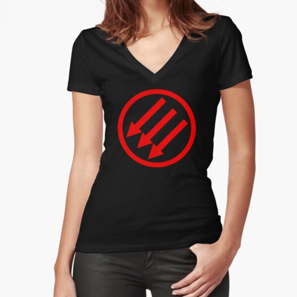 anti-fascist circle Fitted V-Neck T-Shirt