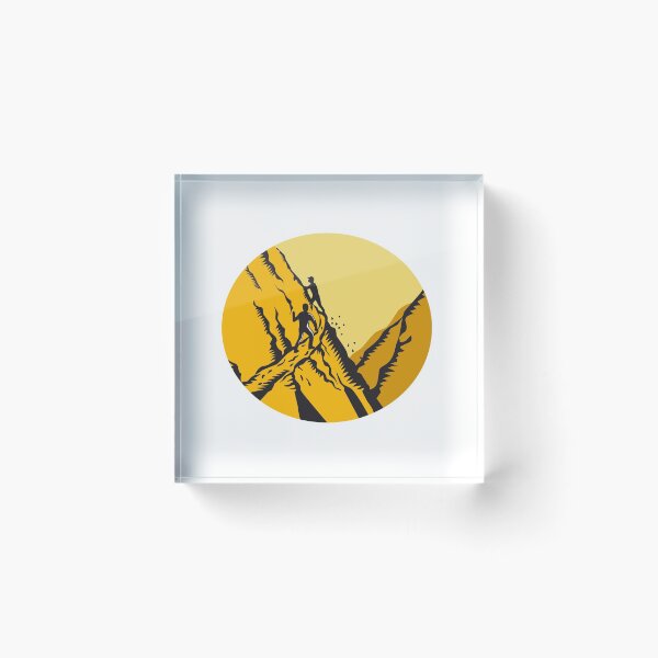 Item preview, Trampers Climbing Steep Path Mountain Oval Woodcut designed and sold by patrimonio.