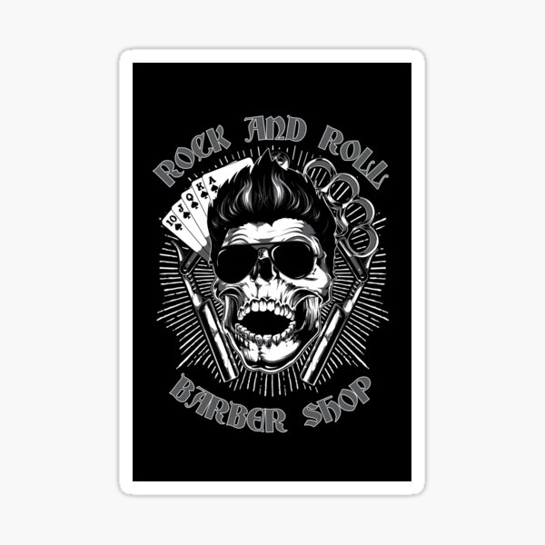 Rock n Roll Rockabilly Skull Barber Scissors' Sticker