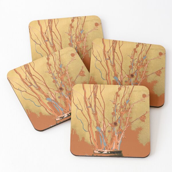 Item preview, Twigs in Ceramic Jar, photography digital Thanksgiving, orange brown rust tan gold teal designed and sold by djrunnels.