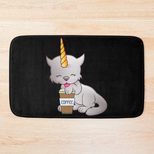 Item preview, CUTE GREY CAT UNICORN WITH COFFEE - Funny Cat Pictures with Funny Unicorn designed and sold by FunnyCatsFam.