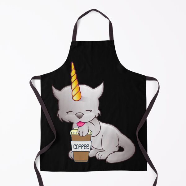 Item preview, CUTE GREY CAT UNICORN WITH COFFEE - Funny Cat Pictures with Funny Unicorn designed and sold by FunnyCatsFam.
