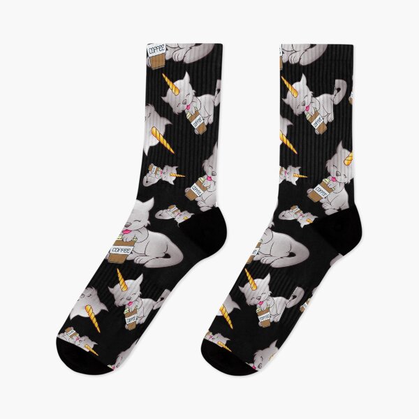 Item preview, CUTE GREY CAT UNICORN WITH COFFEE - Funny Cat Pictures with Funny Unicorn designed and sold by FunnyCatsFam.