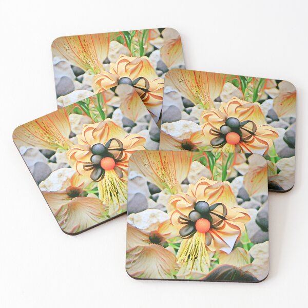 Item preview, Arte floral abstracto beige, negro y naranja | Arte generado por IA designed and sold by DeevaValli.
