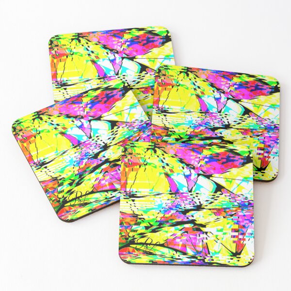 Green Citrus Abstract  Coasters (Set of 4)